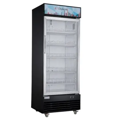 DUKERS 1 GLASS DOOR COOLER MERCHANDISER ON CASTERS WITH 15.2 CUBIC FOOT CAPACITY AND BOTTOM MOUNT COMPRESSOR - ETL APPROVED