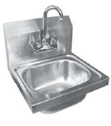 NEW 17 INCH X 15.5 INCH SS WALL MOUNT HANDSINK WITH FAUCET AND DRAIN - BOWL SIZE 13.5 X 9.75 X 4.5