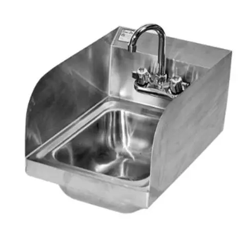 NEW WALL MOUNT SPACE SAVING HANDSINK WITH FAUCET AND DRAIN 13 X 11 WITH SIDE SPLASHES