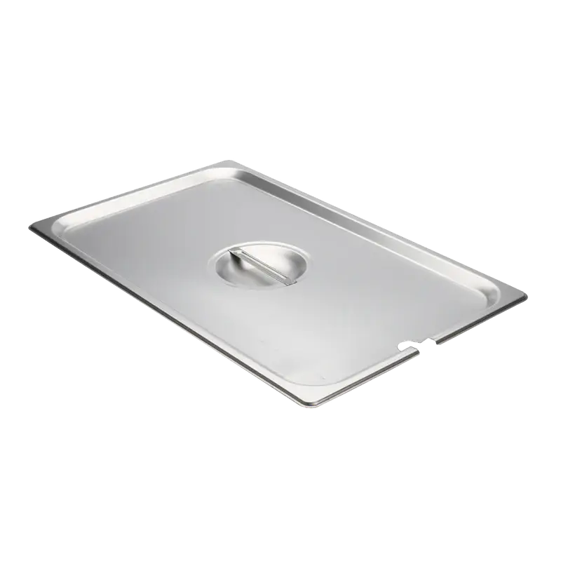FULL SIZE STAINLESS STEEL STEAM TABLE PAN SLOTTED COVER WITH RECESSED HANDLE - 18/8 STAINLESS STEEL- FITS REGULAR AND ANTI JAM PANS