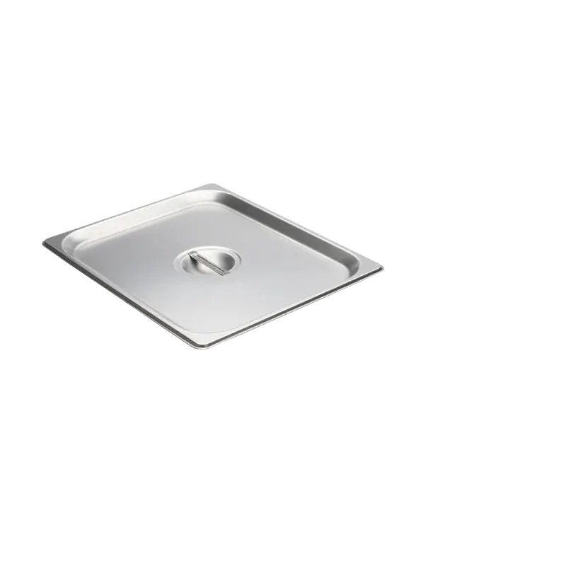 HALF SIZE STAINLESS STEEL STEAM TABLE PAN SOLID COVER WITH RECESSED HANDLE - 18/8 STAINLESS STEEL - FITS REGULAR AND ANTI JAM PANS