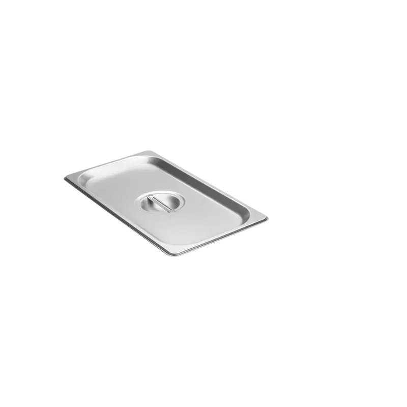 THIRD SIZE STAINLESS STEEL STEAM TABLE PAN SOLID COVER WITH RECESSED HANDLE - 18/8 STAINLESS STEEL - FITS REGULAR AND ANTI JAM PANS
