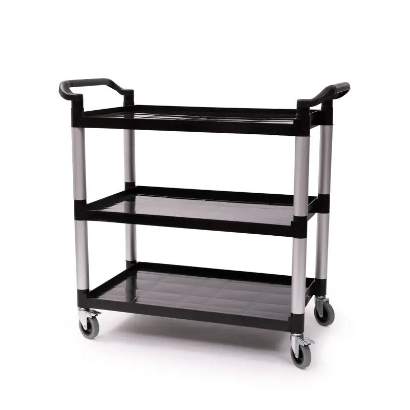 POLYCARBONATE 3 TIER BUS CART WITH 11-3/4 INCH SHELF CLEARANCE