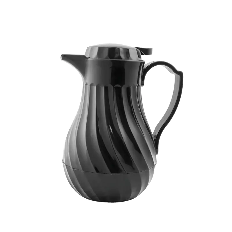 BLACK SWIRL DESIGN 42 OZ INSULATED BEVERAGE SERVER WITH PUSH BUTTON OPERATION