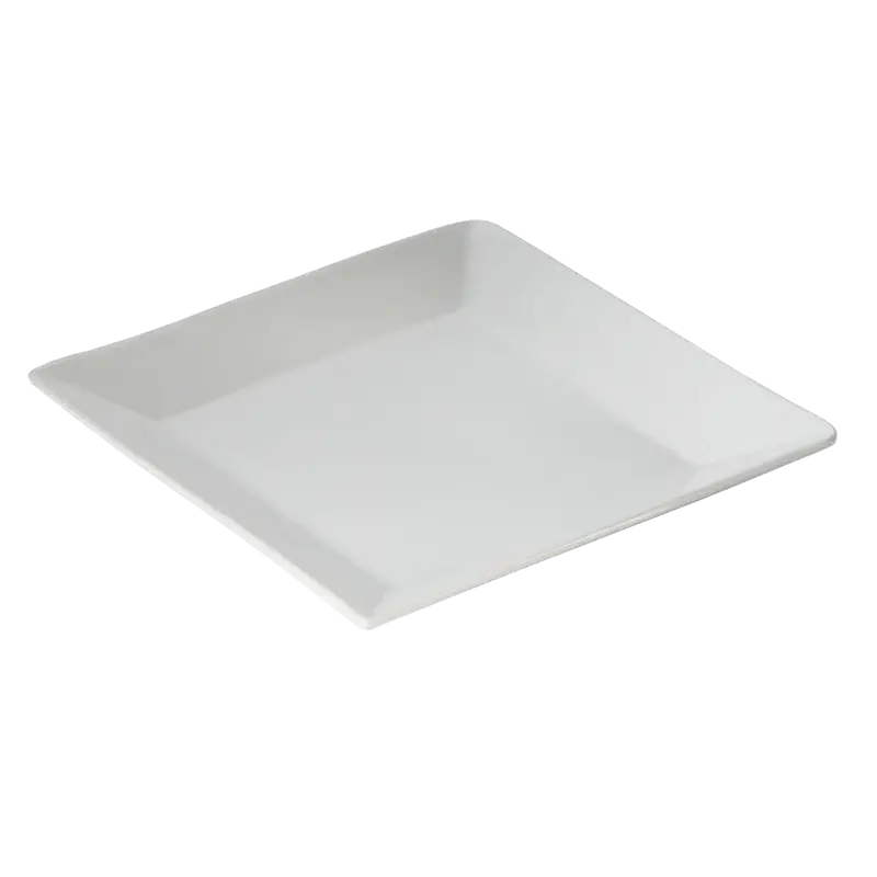 BRIGHT WHITE CERAMIC 10-3/4 INCH SQUARE PLATE
