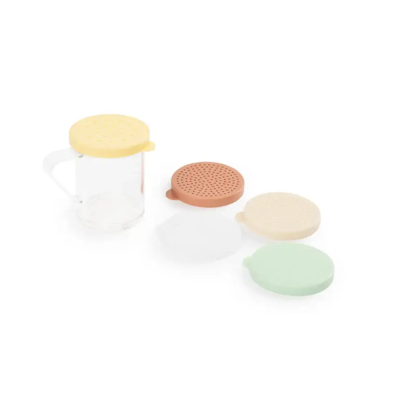 10 OZ POLYCARBONATE DREDGE WITH HANDLE AND THREE LIDS - COARSE; MEDIUM; AND FINE