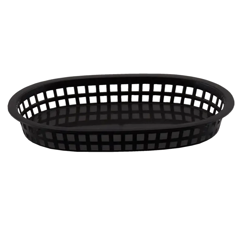 10-3/4 INCH OVAL FAST FOOD BASKET WITH FLAT BOTTOM - BLACK