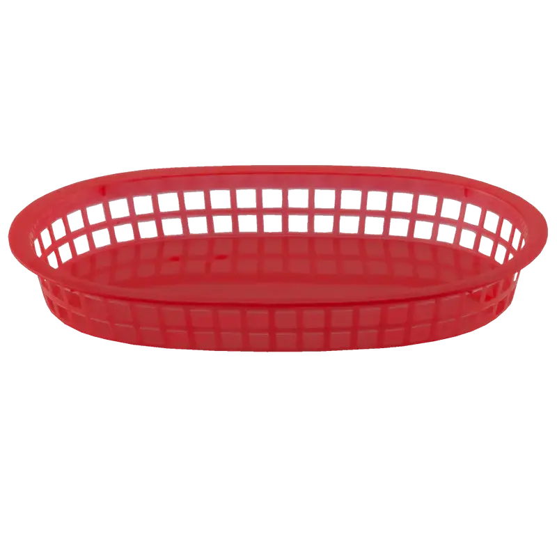 10-3/4 INCH OVAL FAST FOOD BASKET WITH FLAT BOTTOM - RED
