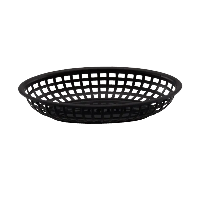 9-1/4 INCH OVAL FAST FOOD BASKET WITH ROUNDED BOTTOM - BLACK