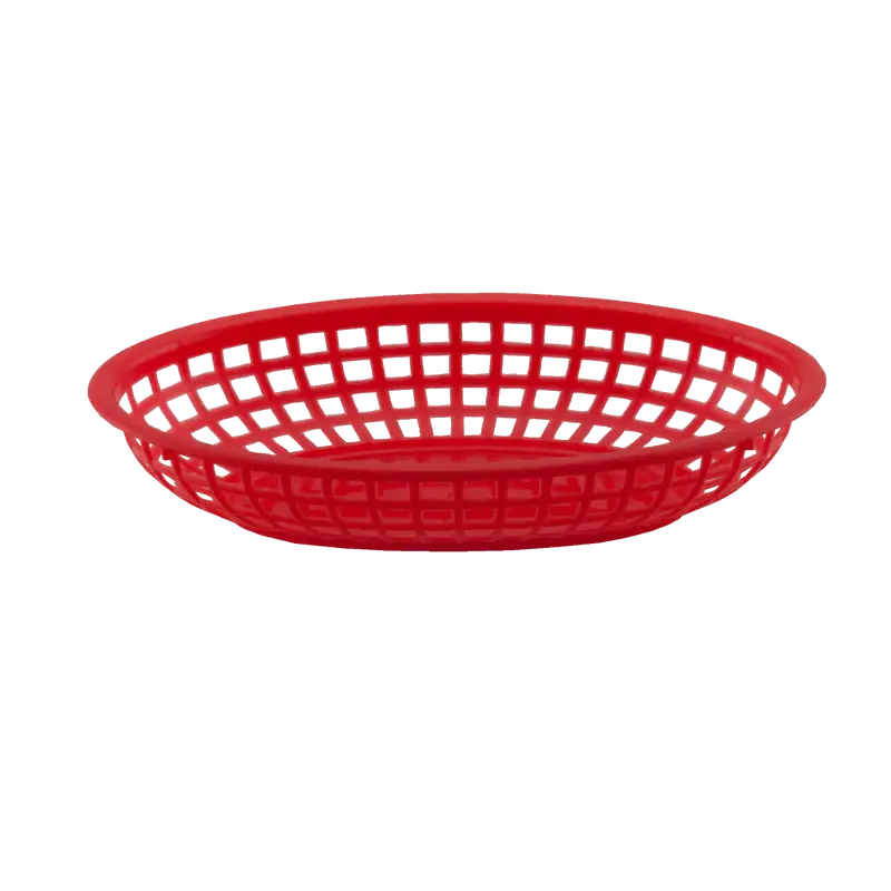 9-1/4 INCH OVAL FAST FOOD BASKET WITH ROUNDED BOTTOM - RED