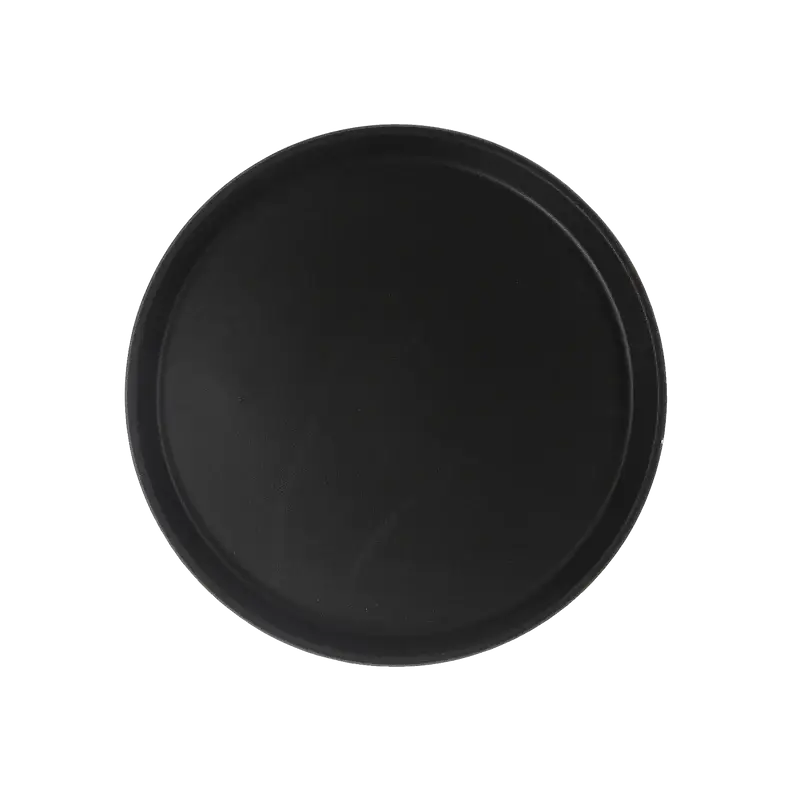 12 INCH ROUND NON-SKID TRAY - BLACK
