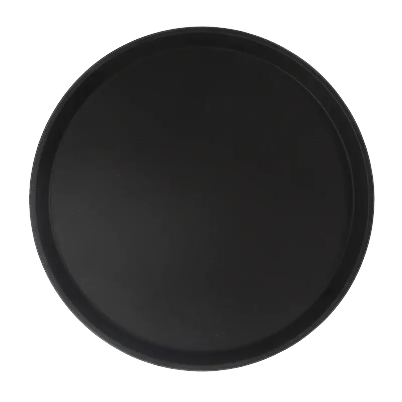 14 INCH ROUND NON-SKID TRAY - BLACK