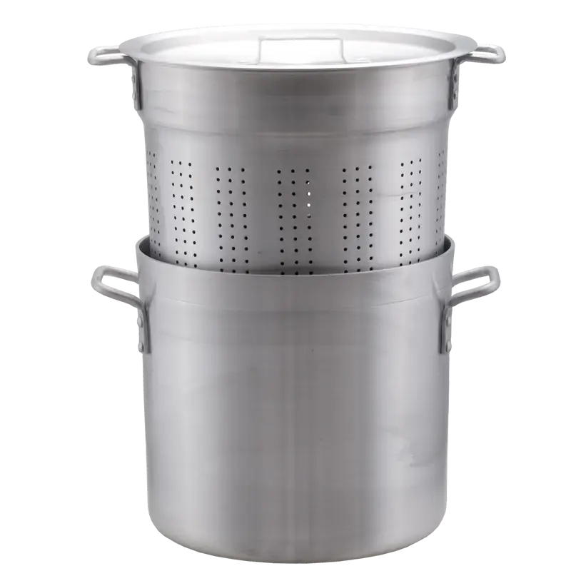 20 QT ALUMINUM STEAMER / PASTA COOKER - 3 PIECE SET COMES WITH POT; PERFORATED INSERT; AND LID