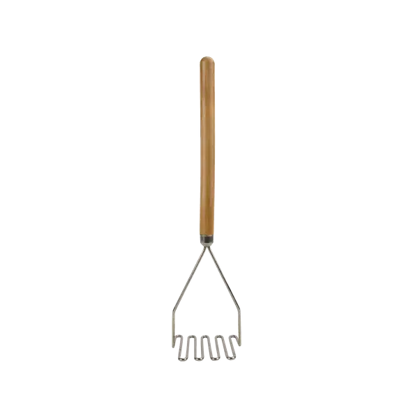 18 INCH POTATO MASHER WITH 4 INCH SQUARE HEAD AND WOOD HANDLE