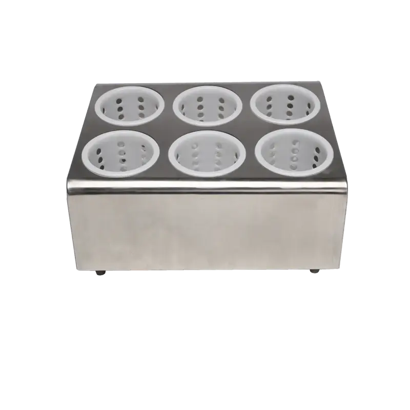 6 HOLE STAINLESS STEEL FLATWARE CYLINDER HOLDER