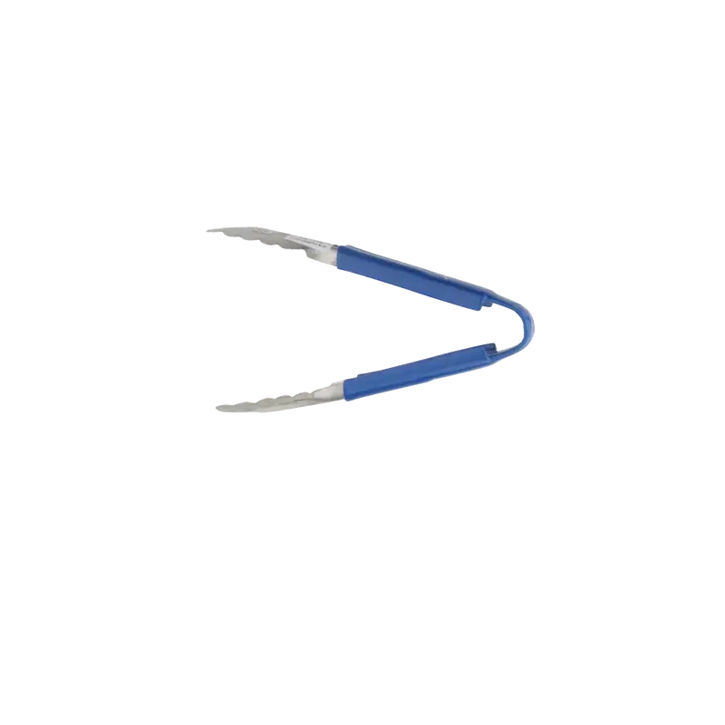 10 INCH STAINLESS STEEL TONGS WITH BLUE HANDLE