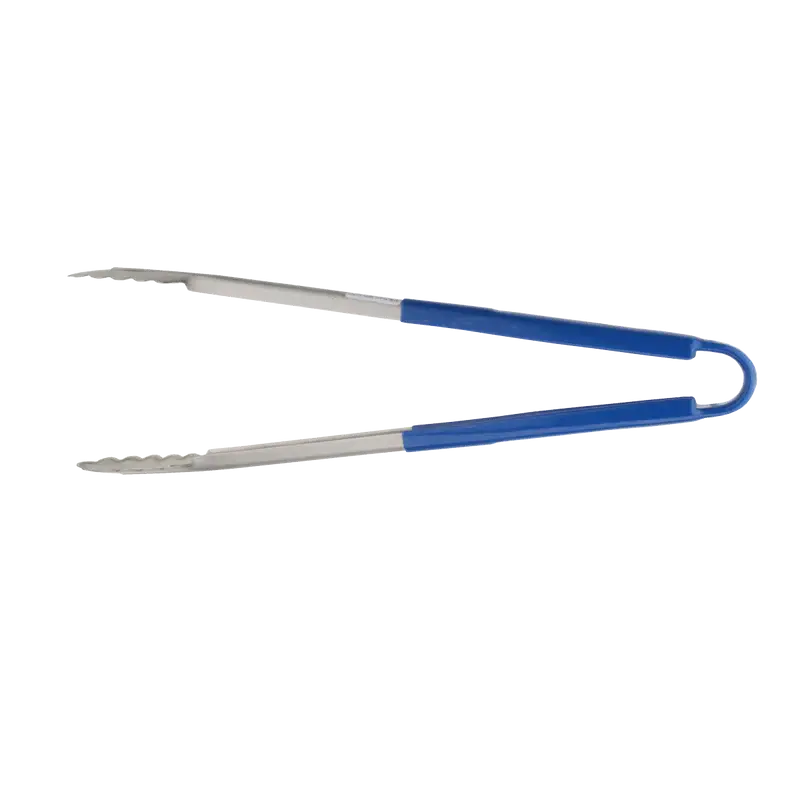 16 INCH STAINLESS STEEL TONGS WITH BLUE HANDLE