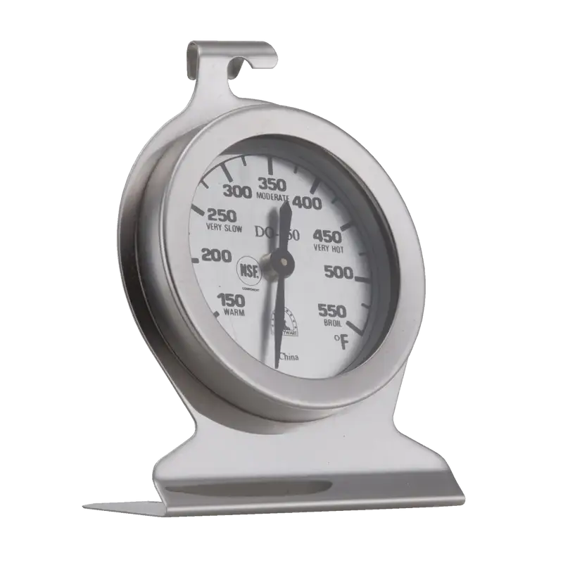 DIAL OVEN THERMOMETER WITH 2 INCH GLASS FACEPLATE AND 150 TO 550 F TEMPERATURE RANGE