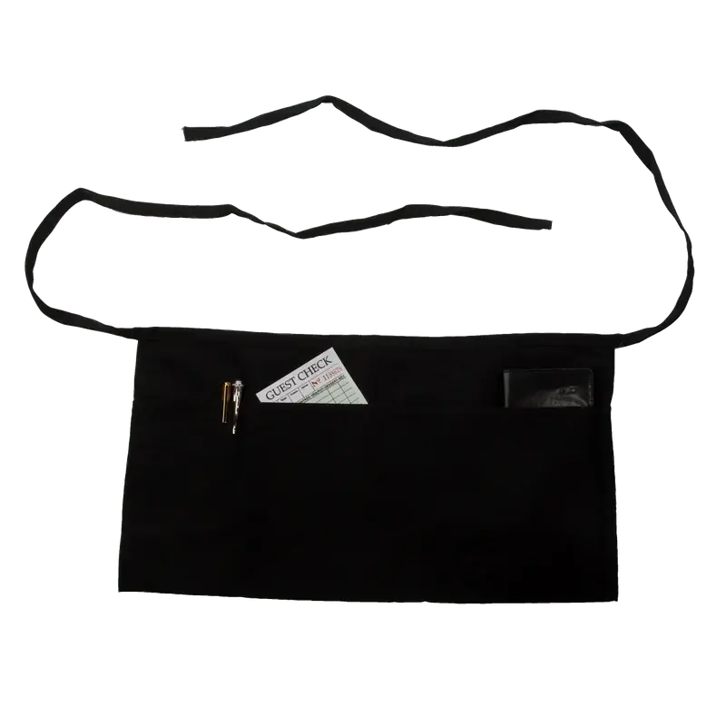 BLACK WAIST APRON WITH POCKETS