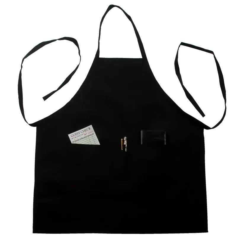 BLACK FULL LENGTH BIB APRON WITH POCKETS