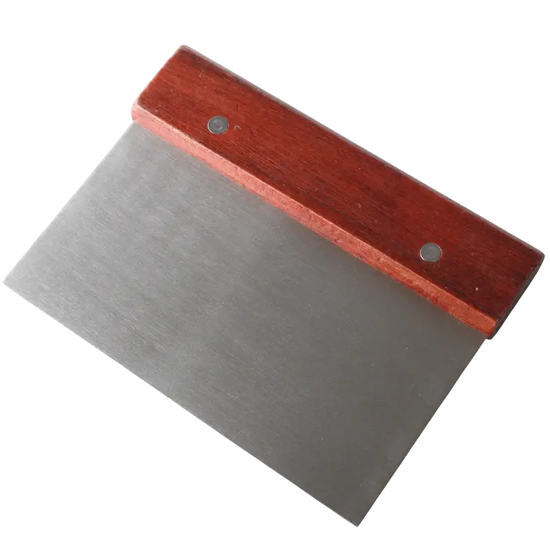 6 X 3 INCH STAINLESS STEEL DOUGH SCRAPER WITH WOOD HANDLE