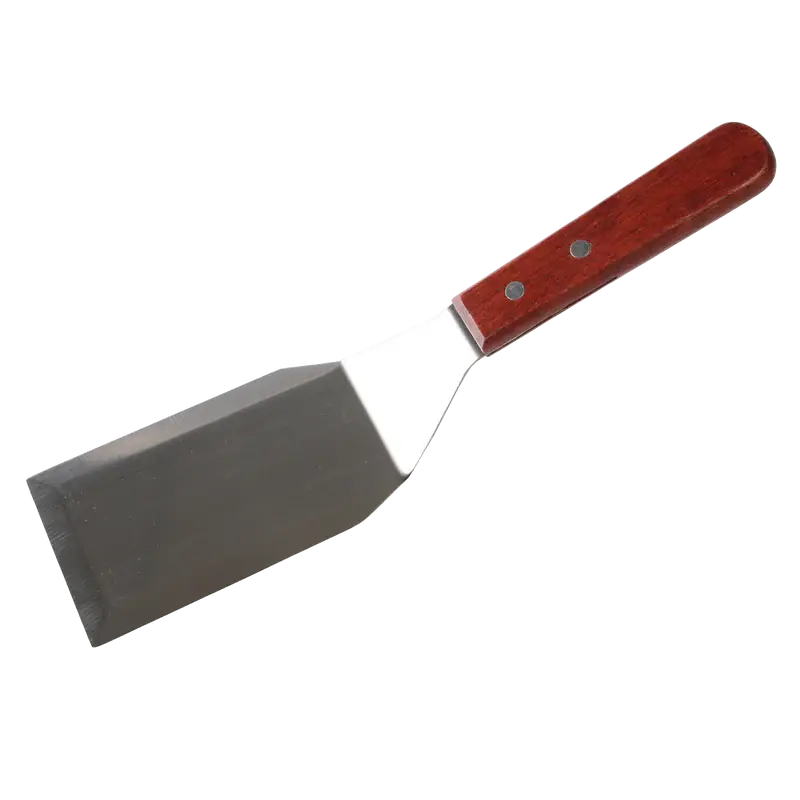 3 X 5 INCH STAINLESS STEEL HAMBURGER TURNER WITH WOOD HANDLE