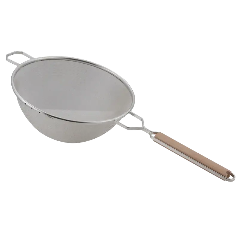 10 INCH FINE MESH STRAINER WITH WOOD HANDLE