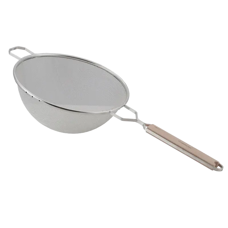 10 INCH MEDIUM MESH STRAINER WITH WOOD HANDLE