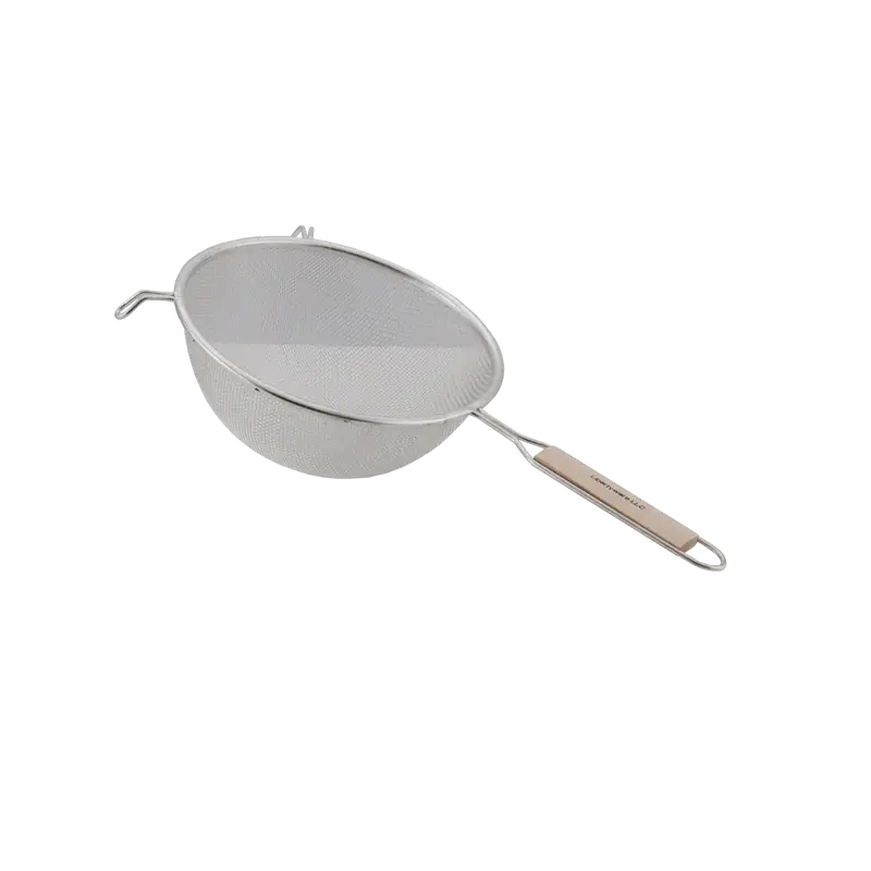 8 INCH MEDIUM MESH STRAINER WITH WOOD HANDLE