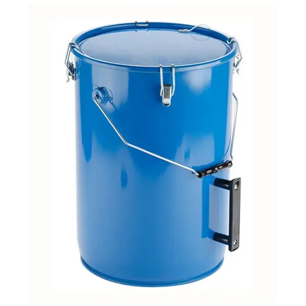 UTILITY PAIL FOR SAFE STORAGE AND TRANSPORT OF (6) GALLONS OF OIL - HAS HEAT SHIELD LIFT AND TILT HANDLES (INCLUDES LID AND QUICK LOCKING CLIPS