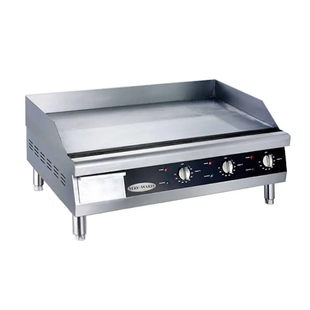 SERV-WARE 36 INCH ELECTRIC COUNTERTOP GRIDDLE WITH THERMOSTATIC CONTROLS AND 1 INCH PLATE - HARD WIRED ONLY