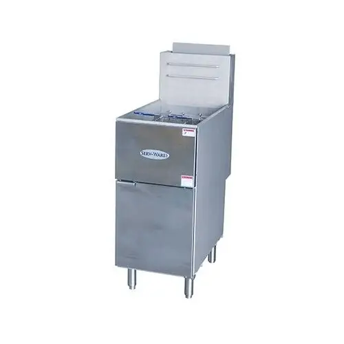 SERV-WARE 50 LB TWIN BASKET FRYER WITH 4 TUBE BURNERS  - 120000 BTU - NATURAL GAS - ETL APPROVED