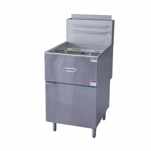 SERV-WARE 70 LB TWIN BASKET FRYER WITH 5 TUBE BURNERS  - 150000 BTU - NATURAL GAS - ETL APPROVED