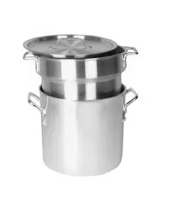16 QT HEAVY GAUGE ALUMINUM DOUBLE BOILER - 3 PIECE SET COMES WITH INNER POT; OUTER POT; AND COVER