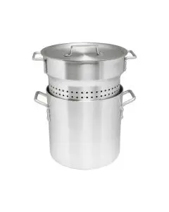 12 QT ALUMINUM STEAMER / PASTA COOKER - 3 PIECE SET COMES WITH POT; PERFORATED INSERT; AND LID