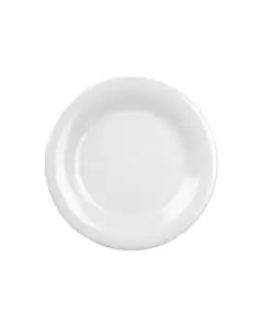 WHITE 9 INCH ROUND MELAMINE PLATE WITH WIDE RIM