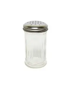 12 OZ PANELED SUGAR/CHEESE DISPENSER WITH STAINLESS STEEL PERFORATED CAP