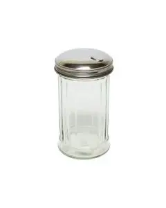 12 OZ PANELED SUGAR/CHEESE DISPENSER WITH STAINLESS STEEL FLIP CAP
