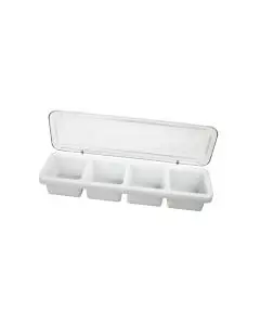 PLASTIC 4 COMPARTMENT CONDIMENT CADDY WITH HINGED LID