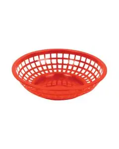 8 INCH ROUND FAST FOOD BASKET WITH ROUNDED BOTTOM - RED