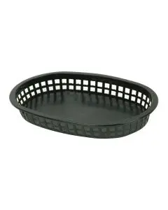 10-3/4 INCH OVAL FAST FOOD BASKET WITH FLAT BOTTOM - BLACK