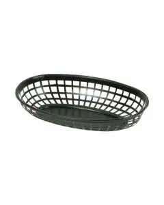 9-1/4 INCH OVAL FAST FOOD BASKET WITH ROUNDED BOTTOM - BLACK