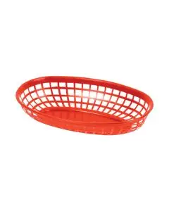 9-1/4 INCH OVAL FAST FOOD BASKET WITH ROUNDED BOTTOM - RED