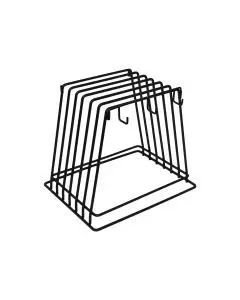 6 SLOT POWDER COATED CUTTING BOARD RACK WITH 6 HOOKS