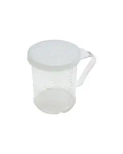 10 OZ POLYCARBONATE DREDGE WITH HANDLE AND THREE LIDS - COARSE; MEDIUM; AND FINE
