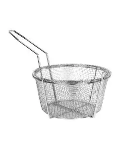 9 INCH ROUND FRY BASKET WITH 1/4 INCH MESH