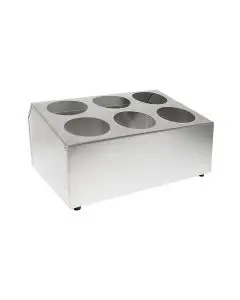 6 HOLE STAINLESS STEEL FLATWARE CYLINDER HOLDER