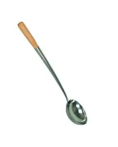 8 OZ STAINLESS STEEL CHINESE LADEL WITH WOOD HANDLE