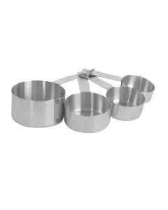 4 PIECE STAINLESS STEEL MEASURING CUP SET WITH 1/4; 1/3; 1/2; AND 1 CUP MEASURES