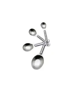 4 PIECE STAINLESS STEEL MEASURING SPOON SET WITH 1/4 TSP; 1/2 TSP; 1 TSP; AND 1 TBSP MEASURES